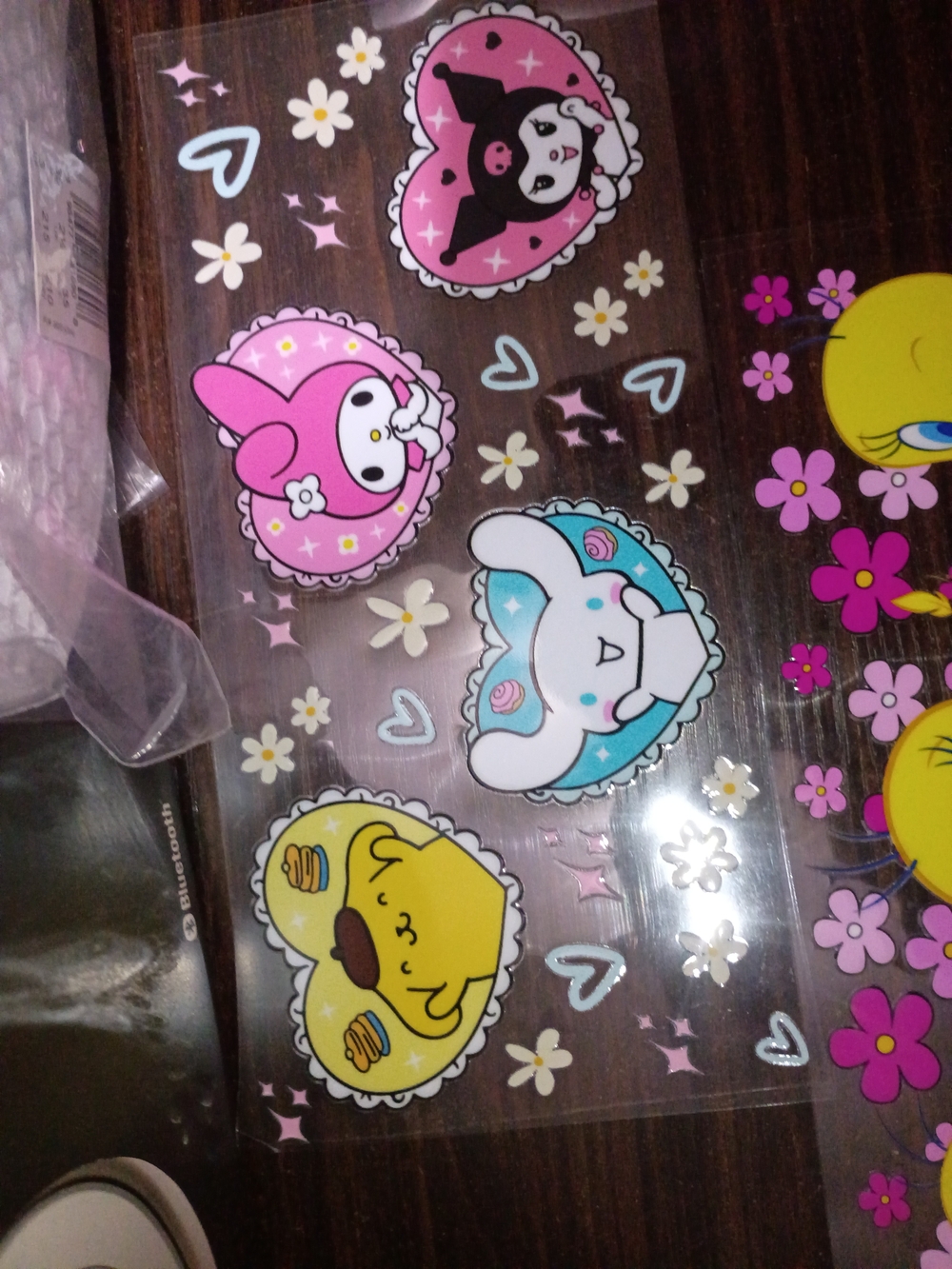 Cup Wrap  5eachSanrio Sticker Sheet — Pink, Black, White, Blue, Yellow Accents